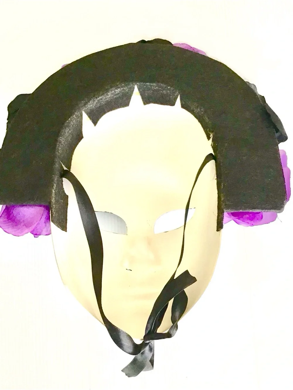 Purple & Black Floral Sugar Skull Face Mask